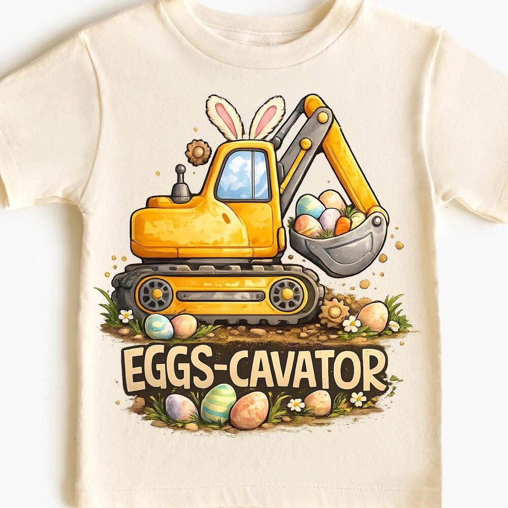 Eggs-Cavator Excavator Easter Shirt, Easter Egg Hunting Tee, Soft